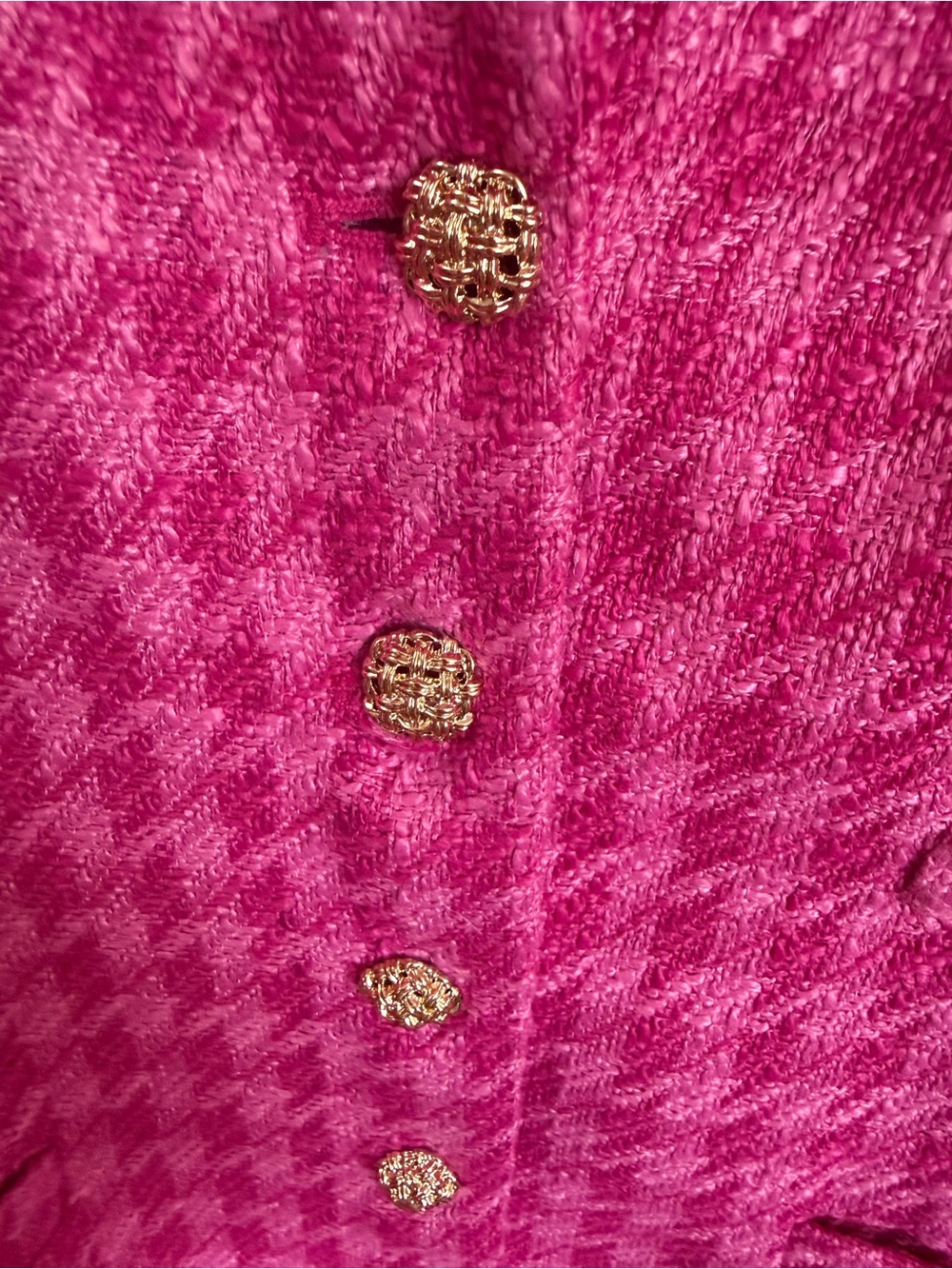 Pomander Place Fuchsia Pink Houndstooth Long Sleeve Coat Dress - Tuckernuck - Picture 5 of 6